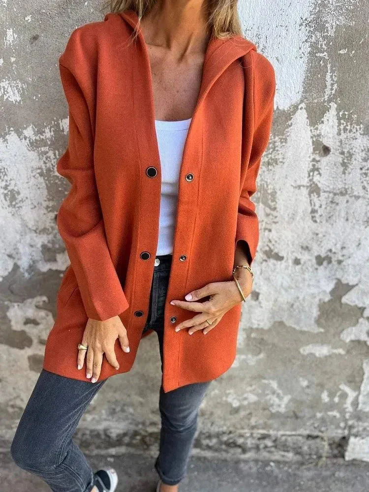 Heidi-Mode | Lässiger Einreihiger Cardigan mit Kapuze - Image 5