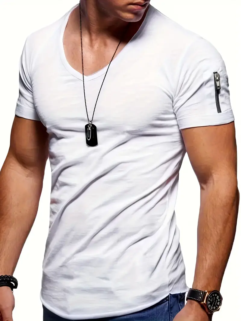 Heidi-Mode | Lässiges T-Shirt mit V-Ausschnitt für Herren - Image 8