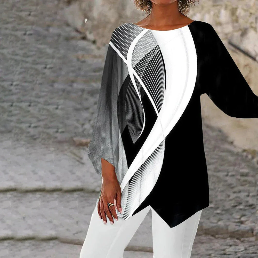 Heidi-Mode | Moderne Geometrische Tunika mit Langen Ärmeln - Image 2