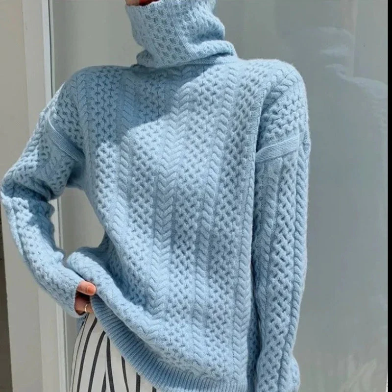 Heidi-Mode | Luxuriöser Kaschmir-Rollkragenpullover mit Karomuster