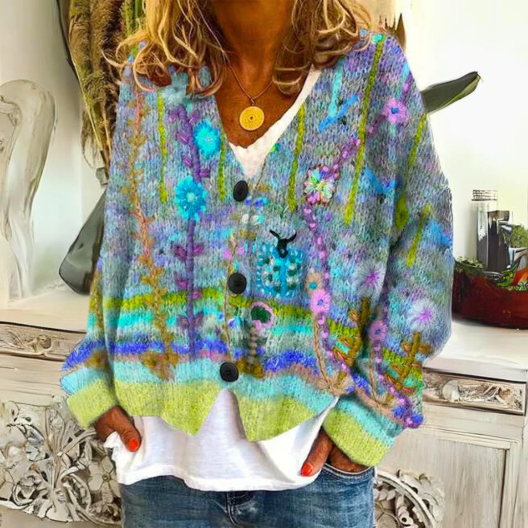 Heidi-Mode | Luxuriöse Bedruckte Strickjacke - Image 2