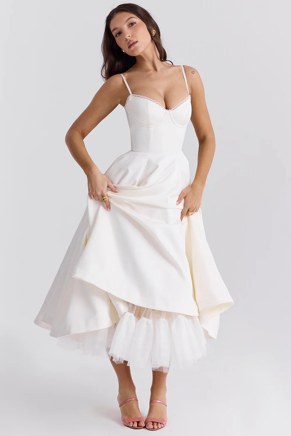 Heidi-Mode | Luxuriös Ausgestellte Kleid mit Spaghettiträgern für Frauen Hochzeit, Braut und Fest Kasana - Image 5