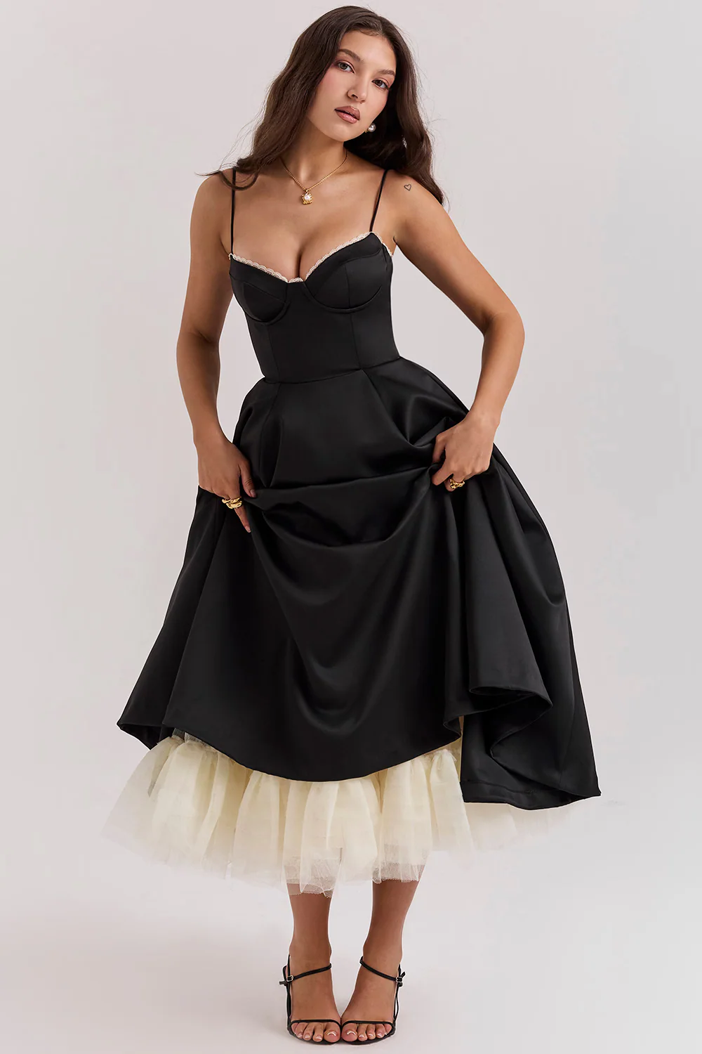 Heidi-Mode | Luxuriös Ausgestellte Kleid mit Spaghettiträgern für Frauen Hochzeit, Braut und Fest Kasana - Image 7