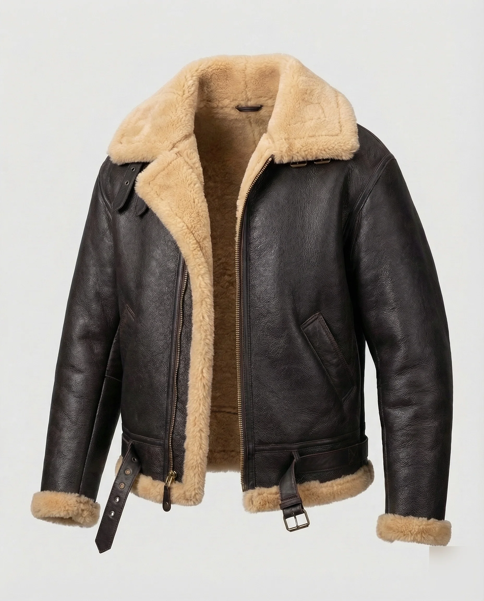 Herren Aviator-Pilotenjacke aus Kunstleder mit breitem Kragen & Reißverschluss | Heidi-Mode - Image 6