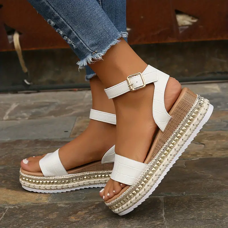 Heidi-Mode | Luxus Plattform Sandalen mit Riemen für Damen