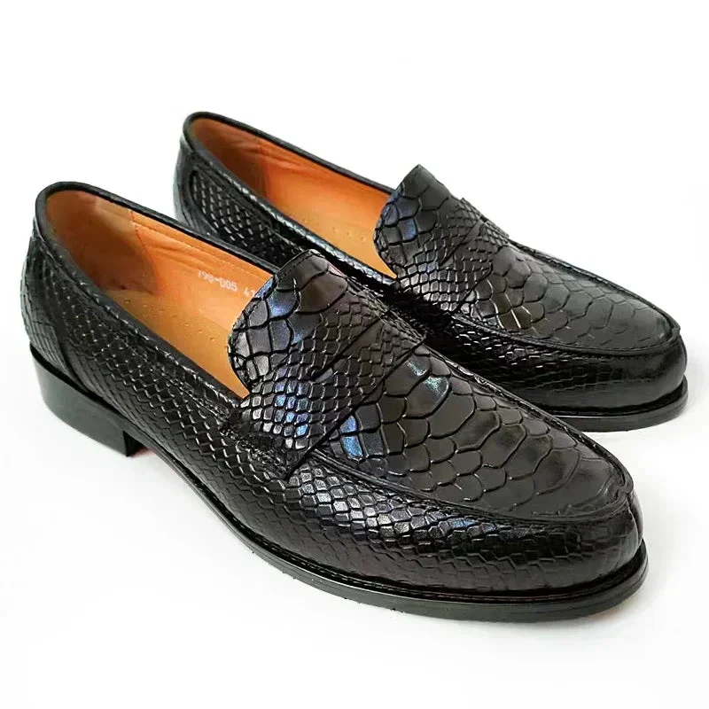Heidi-Mode | Luxus Schwarze Lederloafers mit Schlangenprint - Image 6