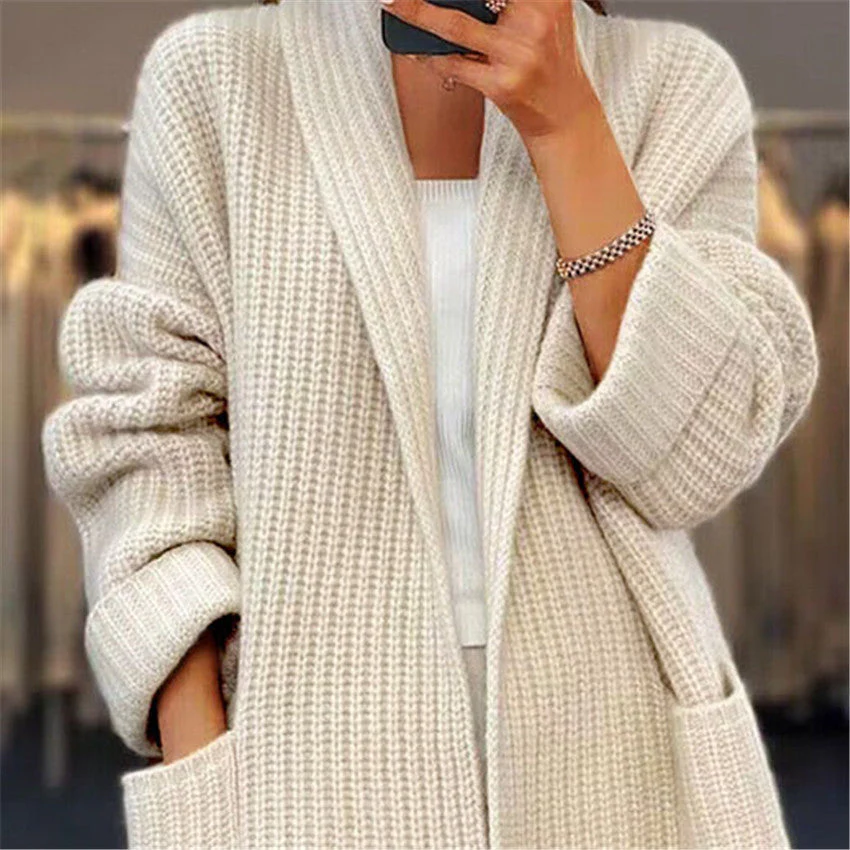 Heidi-Mode | Mantel Strickjacke mit Breiten Taschen