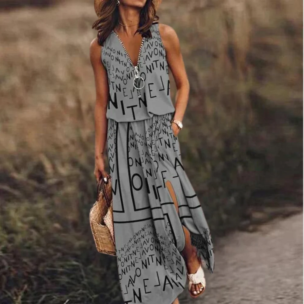 Heidi-Mode | Maxi Damenkleid mit Textdruck - Image 3