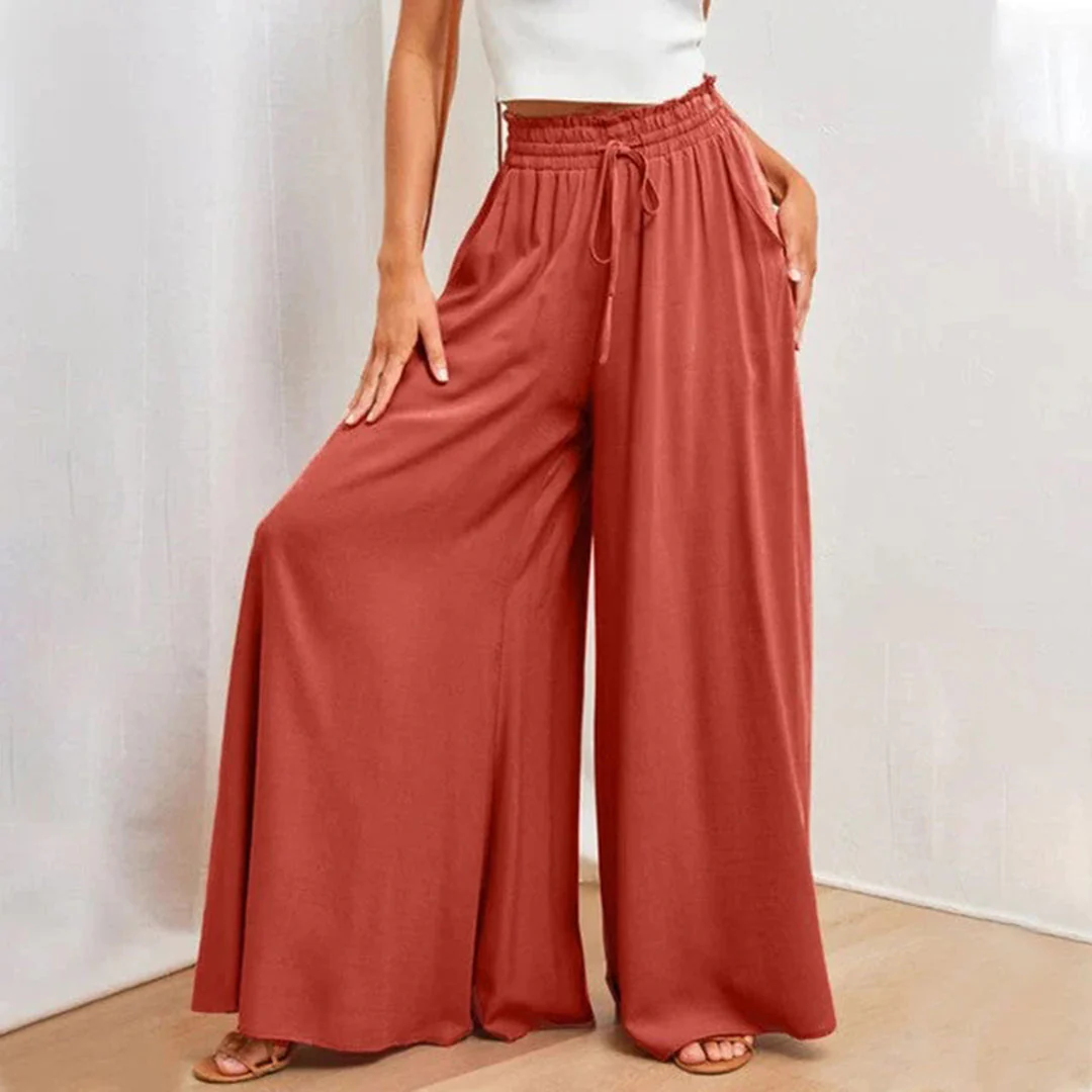 Heidi-Mode | Maxi Rock Hohe Taille Elastisch mit Schnürung A-Linie mit Taschen Lang und Luftig - Image 5