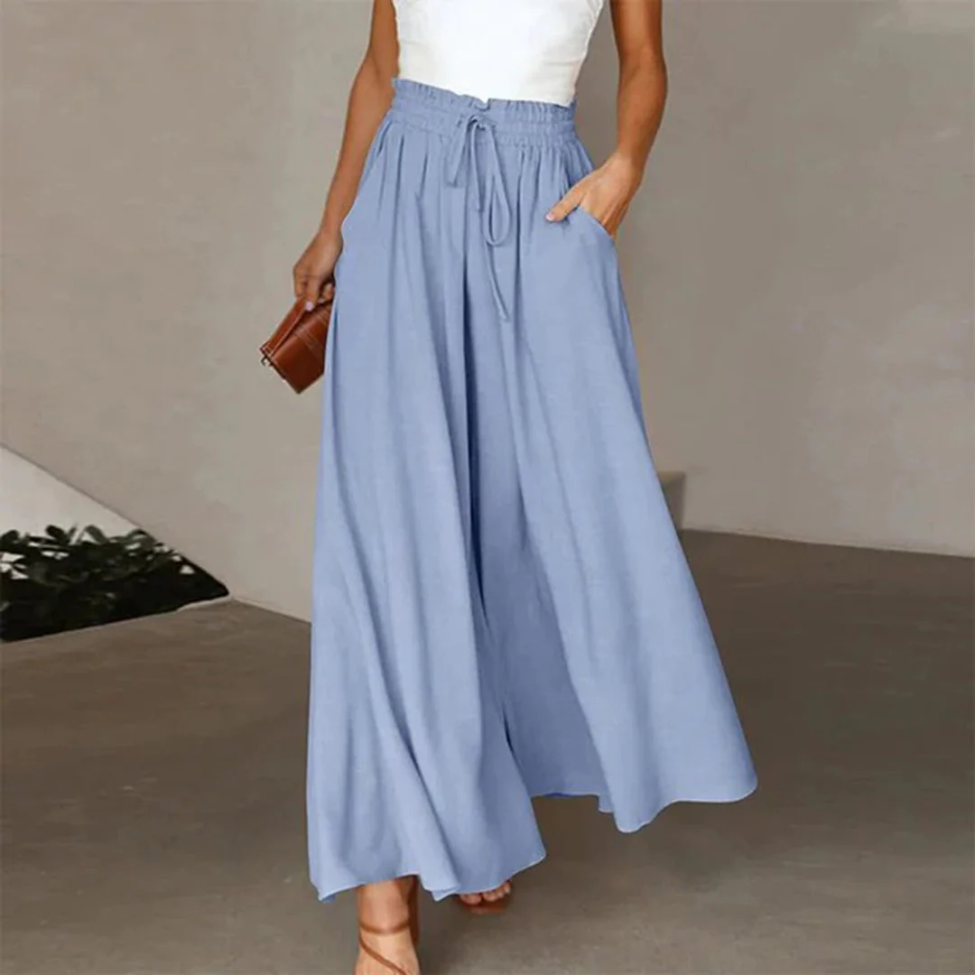Heidi-Mode | Maxi Rock Hohe Taille Elastisch mit Schnürung A-Linie mit Taschen Lang und Luftig - Image 7
