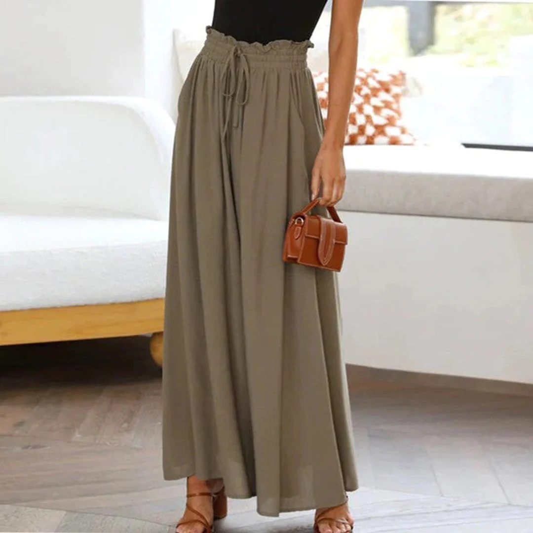 Heidi-Mode | Maxi Rock Hohe Taille Elastisch mit Schnürung A-Linie mit Taschen Lang und Luftig - Image 9