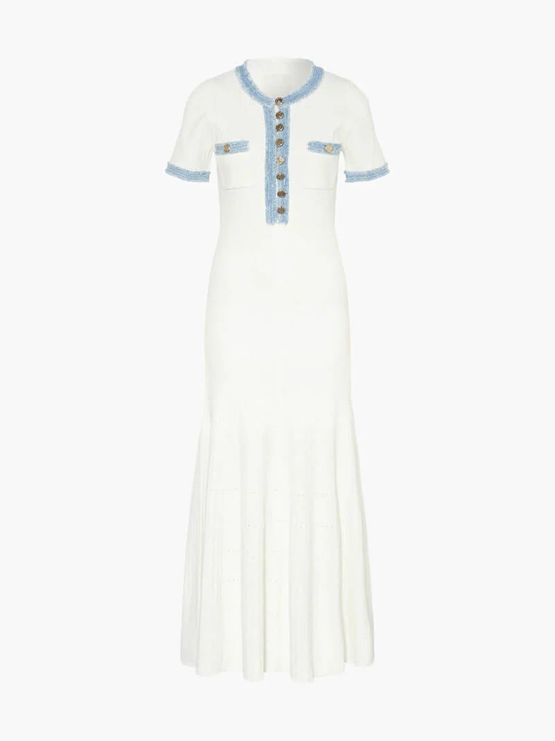Heidi-Mode | Maxi-Kleid - Dekorative Strick mit Fransen-Denim-Einsatz - Image 5