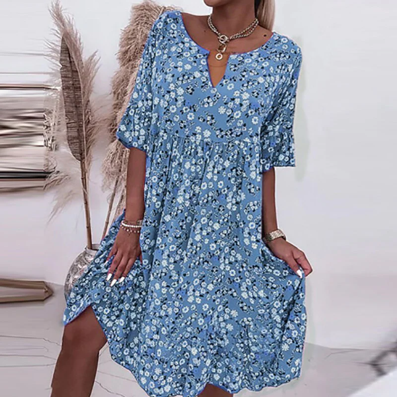 Heidi-Mode | Kleid mit Blumenmuster und O-Ausschnitt - Image 2
