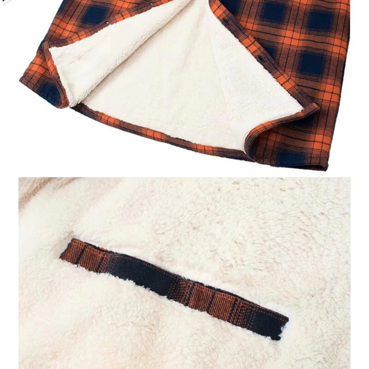 Heidi-Mode | Herren Sherpa gefütterte Flanellhemdenjacke - Image 3