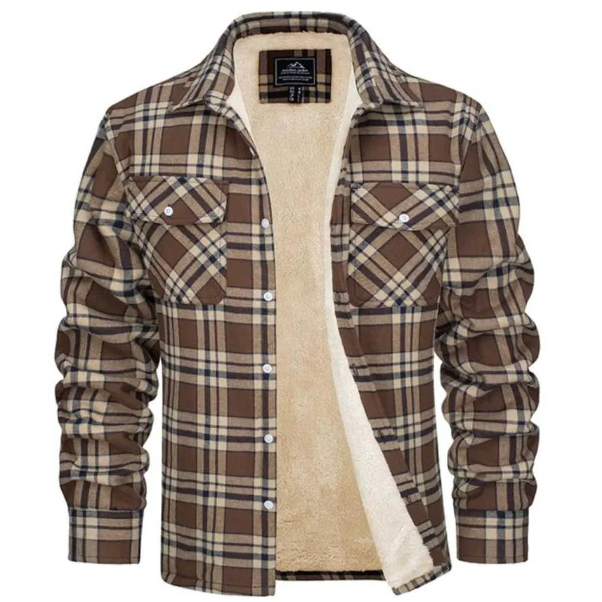 Heidi-Mode | Herren Sherpa gefütterte Flanellhemdenjacke - Image 8