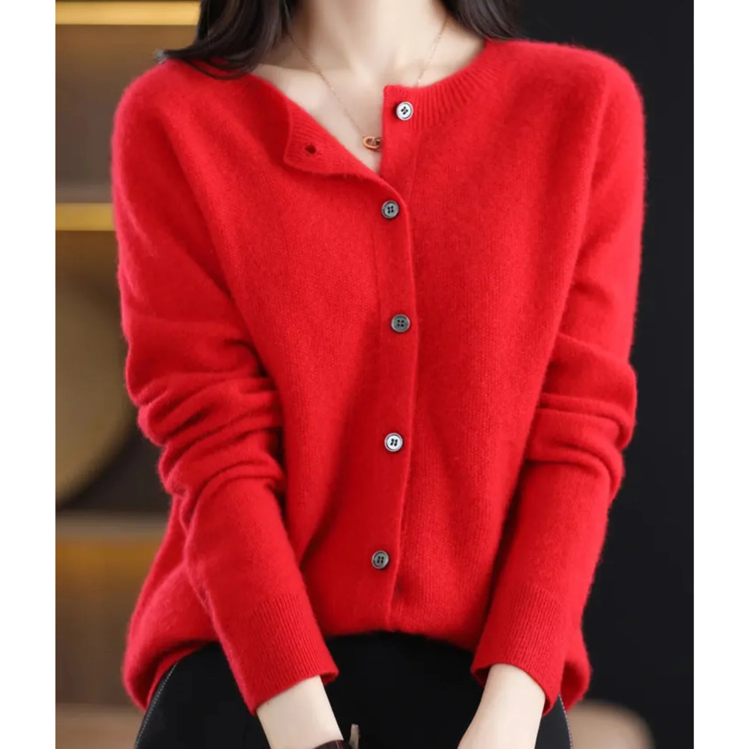 Heidi-Mode | Damen Rundhals Cardigan Pullover - Image 14
