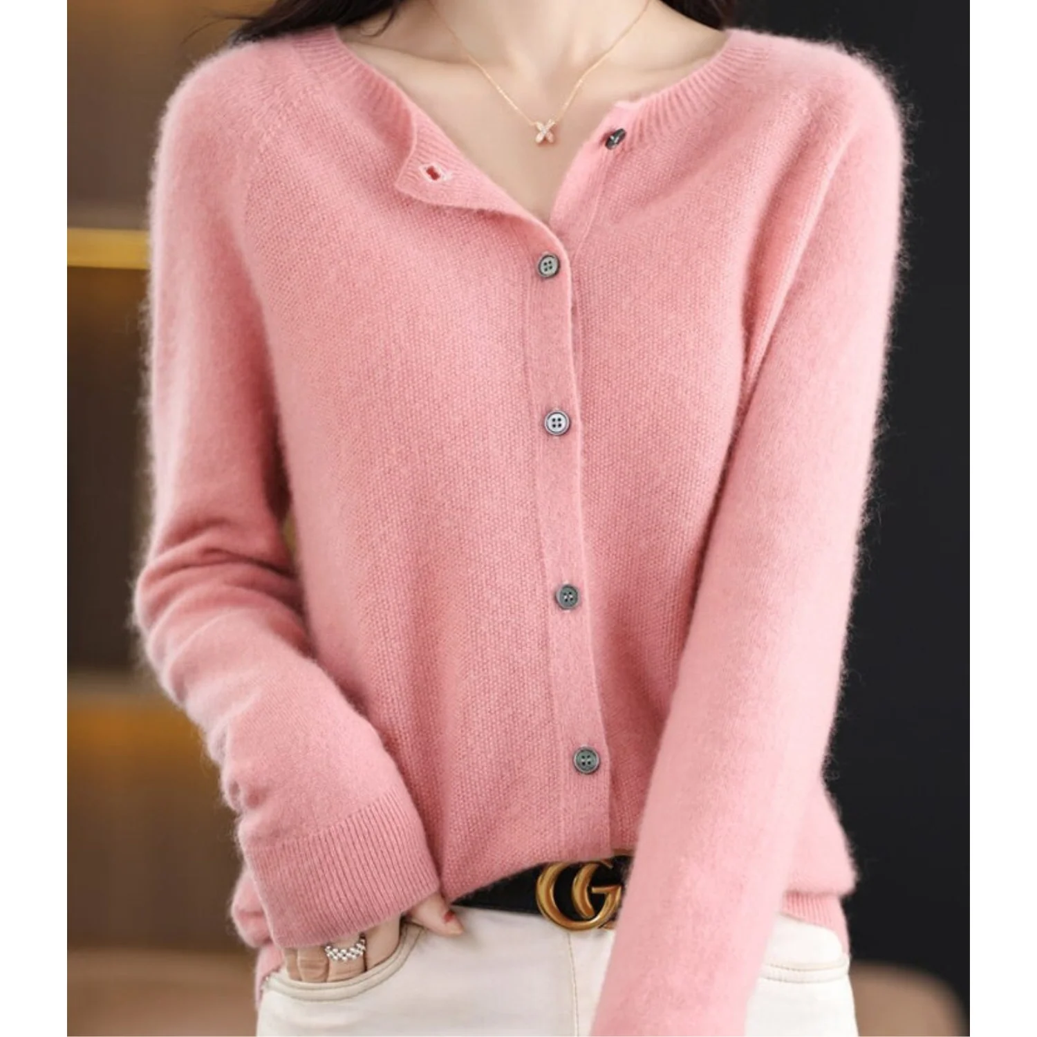 Heidi-Mode | Damen Rundhals Cardigan Pullover - Image 2