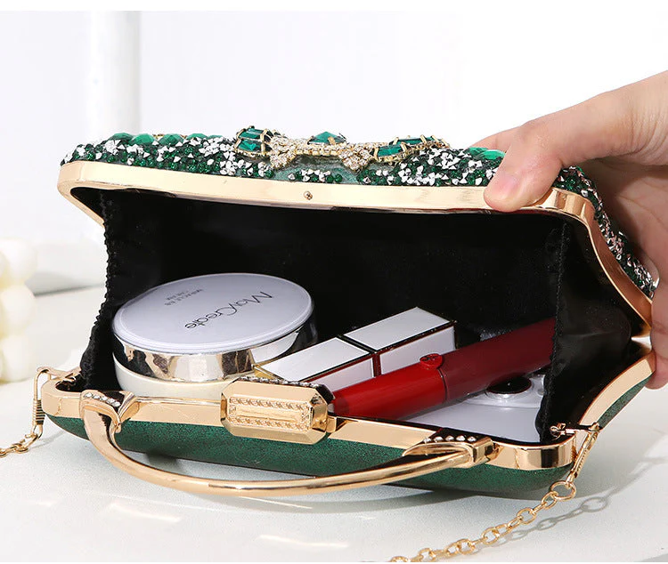 Heidi-Mode | Metallische Handgefertigte Diamant-Inlay-Abendtasche - Image 4