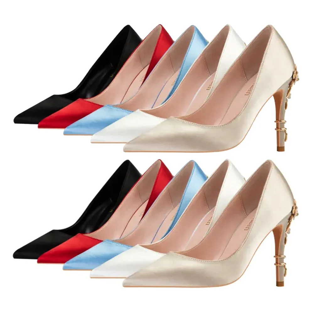 Heidi-Mode | Metallisch Verstellte High Heels für Frauen Stiletto
