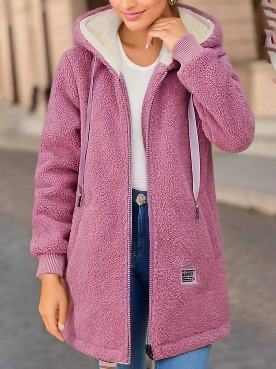 Heidi-Mode | Mittel-Langen Hoodie Polar Jacke Reißverschluss Lange Ärmel Damen Freizeit Locker Jacke - Image 2