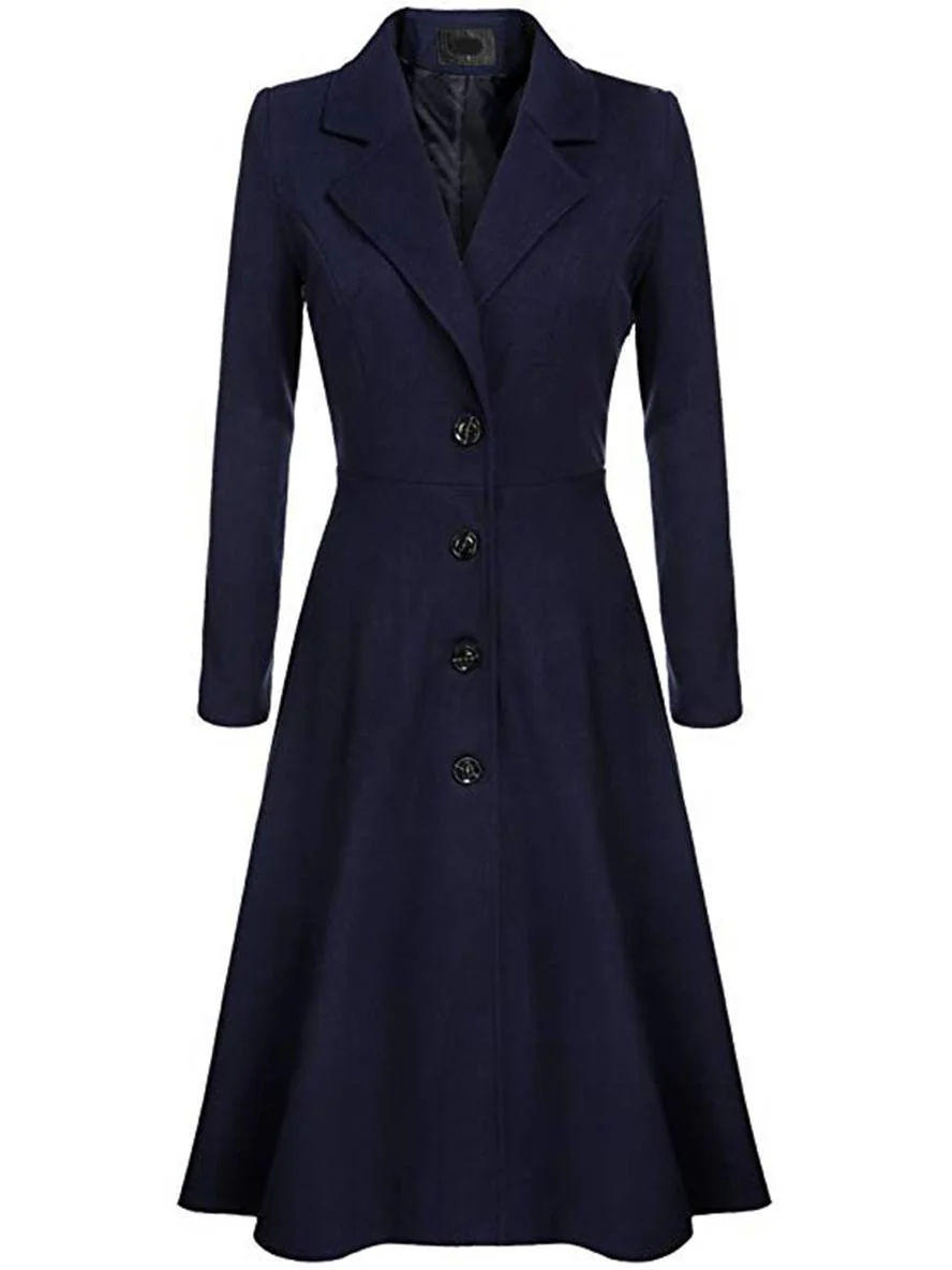 Heidi-Mode | Mid-Length Mantel Aus Wolle A-Linie Knöpfe Reverskragen Lange Ärmel Damen Elegant Casual Casual Weste - Image 12