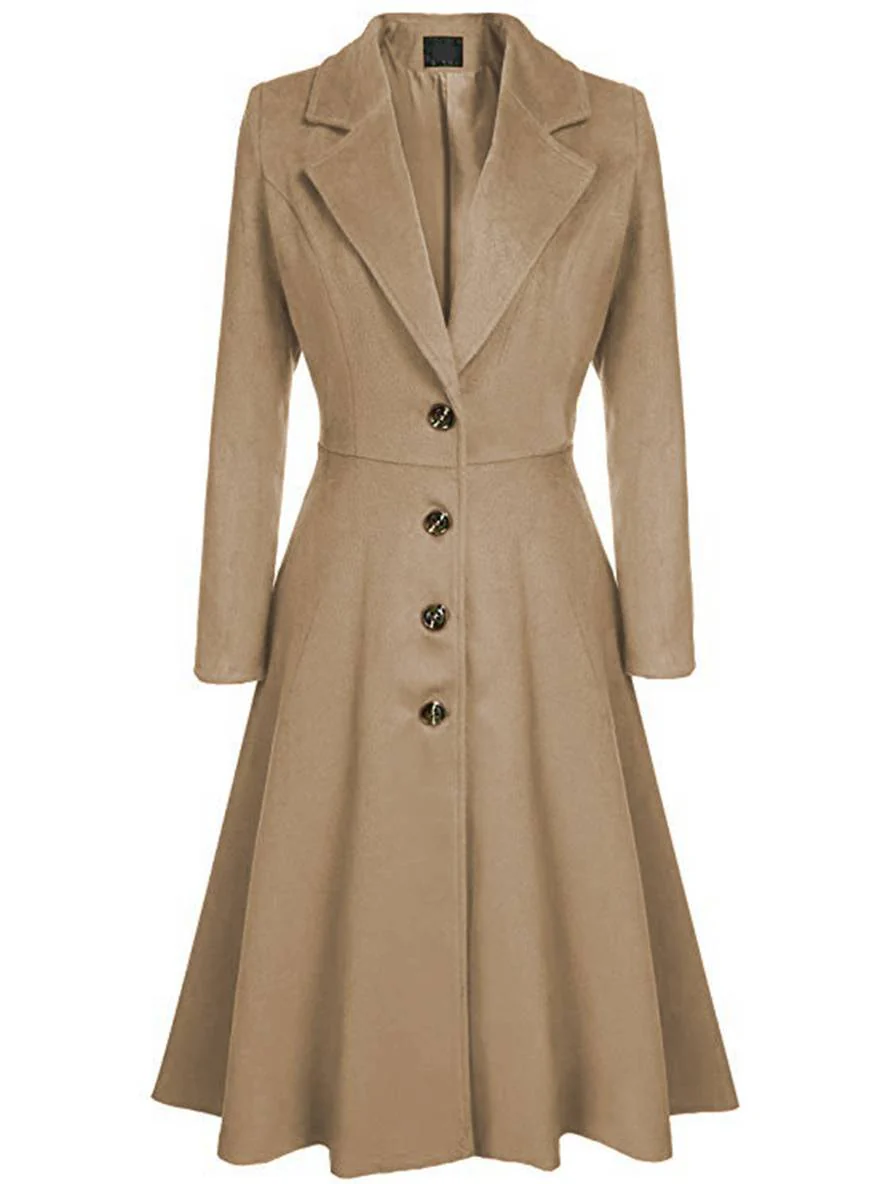 Heidi-Mode | Mid-Length Mantel Aus Wolle A-Linie Knöpfe Reverskragen Lange Ärmel Damen Elegant Casual Casual Weste - Image 6