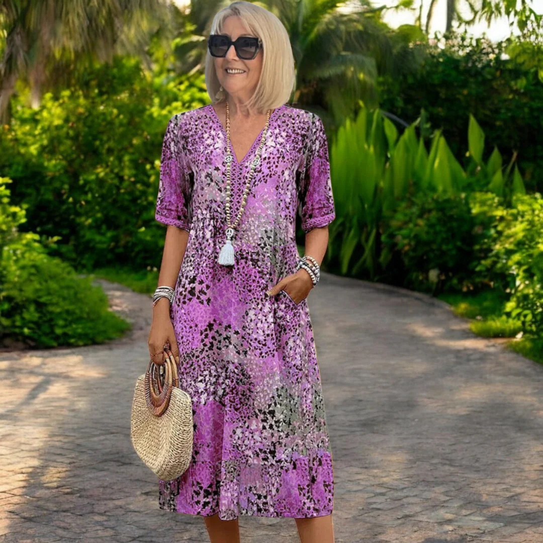 Heidi-Mode | Midi-Kleid mit Lebhaftem Druck für Damen - Image 3