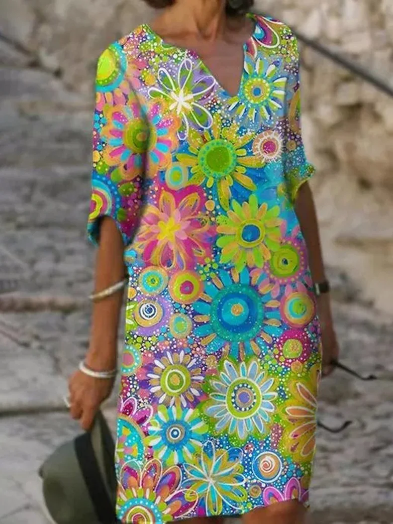 Heidi-Mode | Midi-Kleid mit V-Ausschnitt und Blumenmuster - Image 3