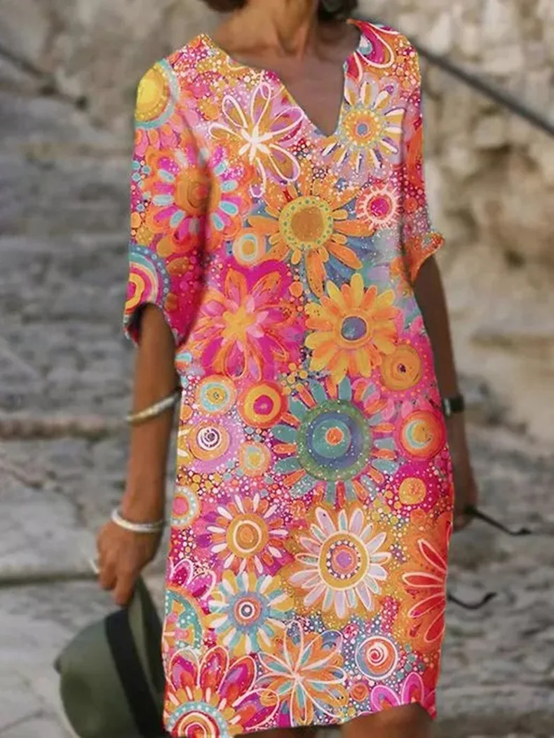 Heidi-Mode | Midi-Kleid mit V-Ausschnitt und Blumenmuster - Image 4