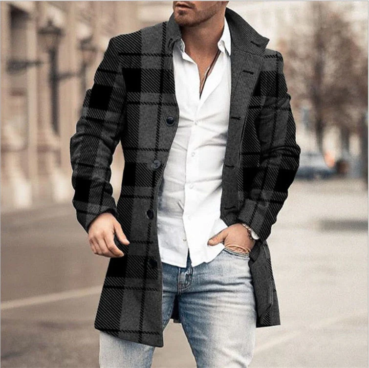 Heidi-Mode | Stylischer mittellanger karierten Mantel für Männer