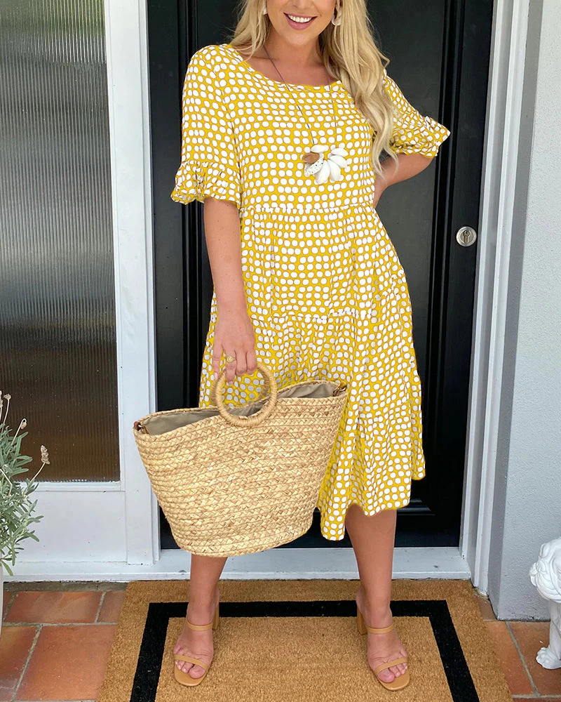 Heidi-Mode | Midikleid mit Rundhalsausschnitt und Polka-Dot-Print - Image 25