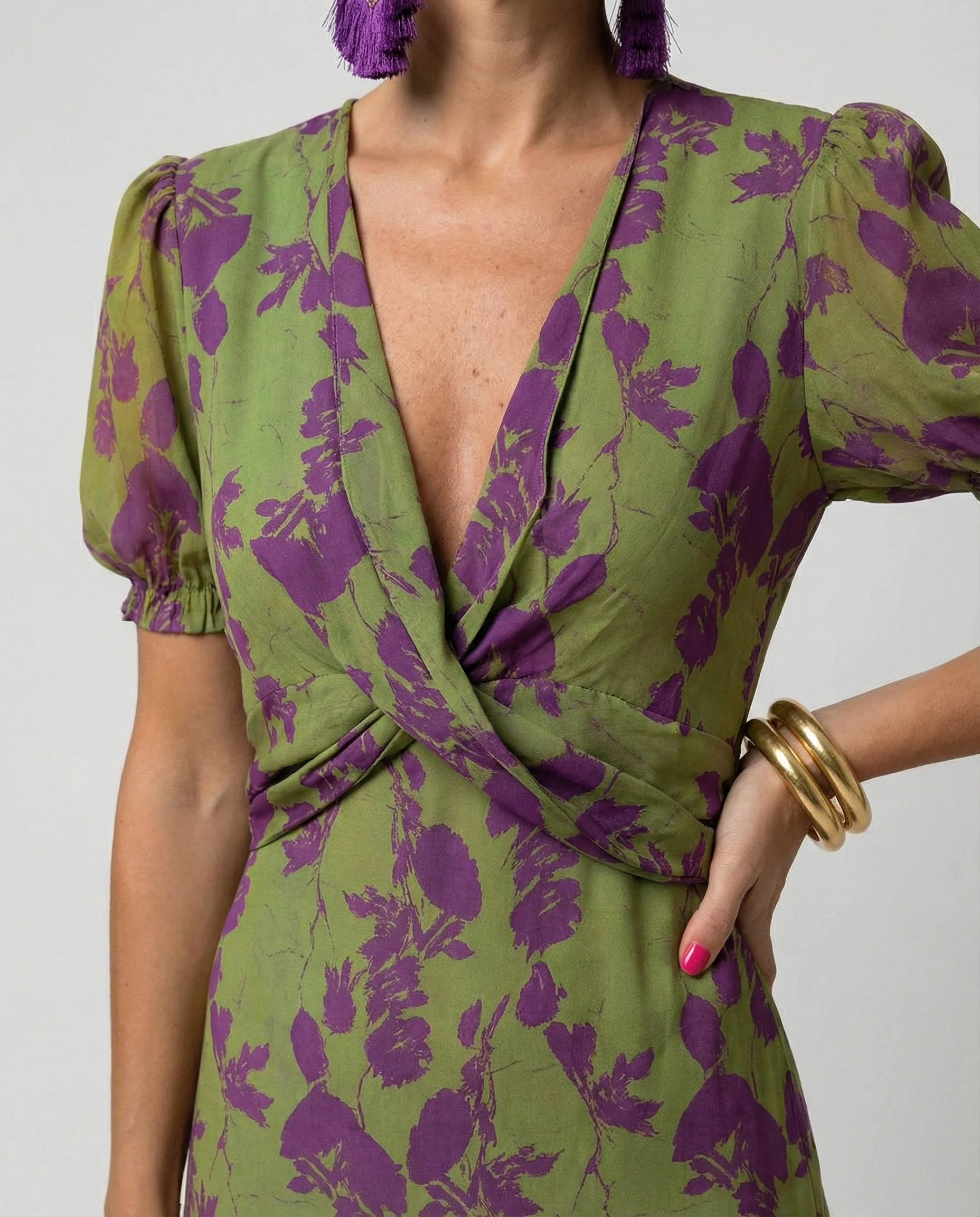 Leichtes Sommerkleid mit Blumenmuster und V-Ausschnitt für Den Alltag Heidi-Mode - Image 3
