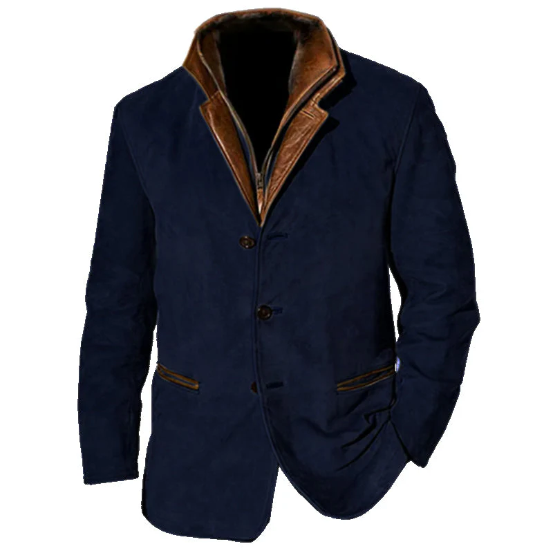 Heidi-Mode | Herren Wildlederjacke mit Lederbesatz - Reverskragen-Design - Image 4