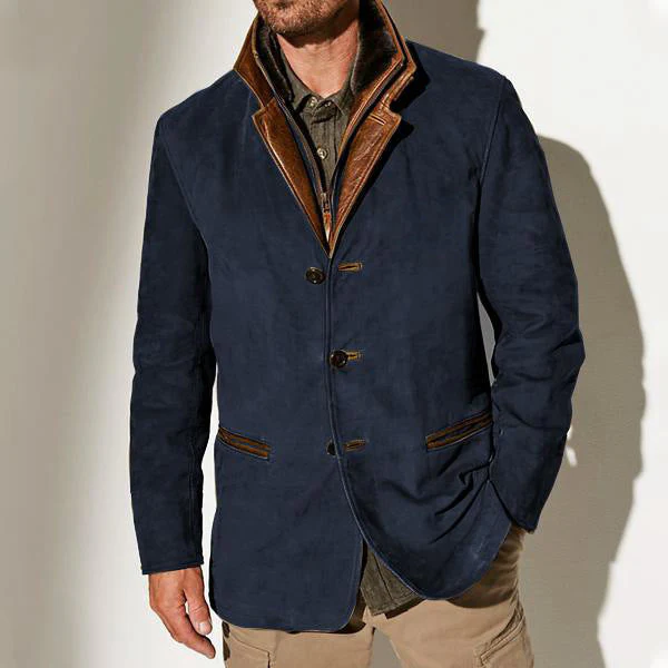 Heidi-Mode | Herren Wildlederjacke mit Lederbesatz - Reverskragen-Design - Image 6