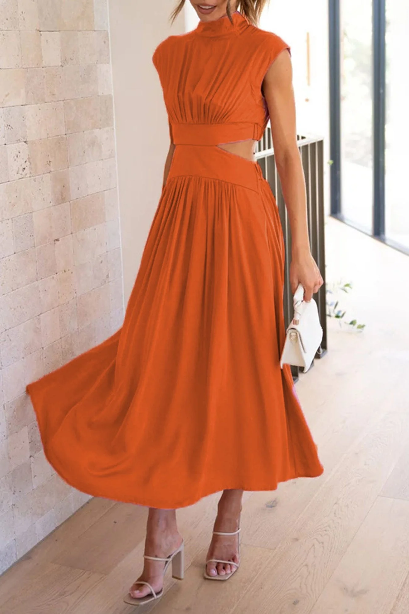 Heidi-Mode | Mock Neck Cutout Midi Kleid - Image 11