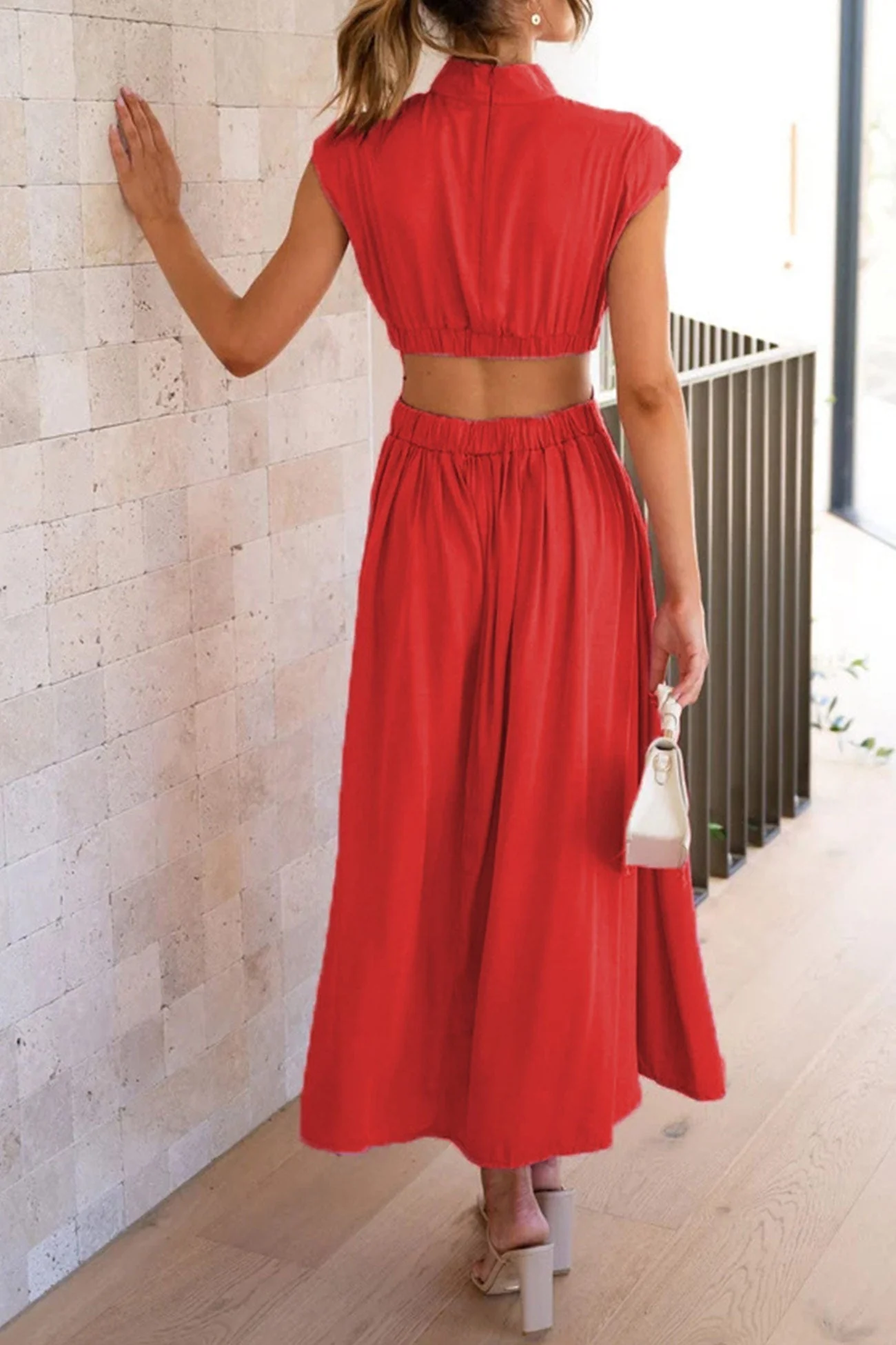 Heidi-Mode | Mock Neck Cutout Midi Kleid - Image 14