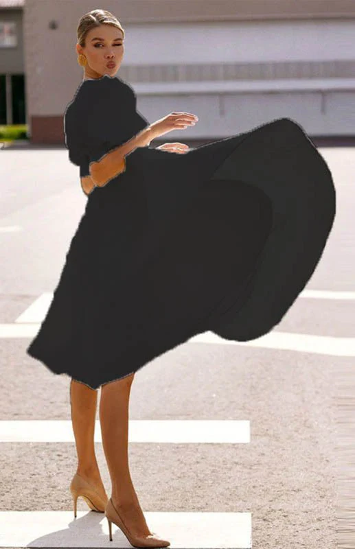 Heidi-Mode | Fashion Solid Color Slim Fit Sexy Big Swing Dress - Image 14