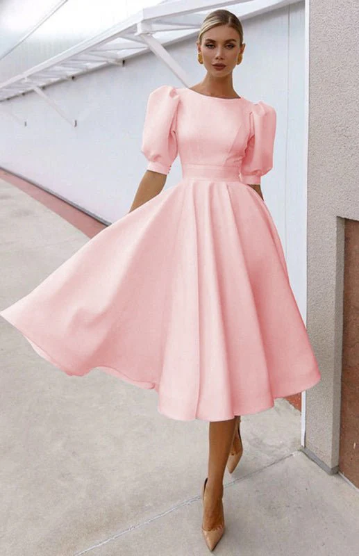 Heidi-Mode | Fashion Solid Color Slim Fit Sexy Big Swing Dress - Image 3