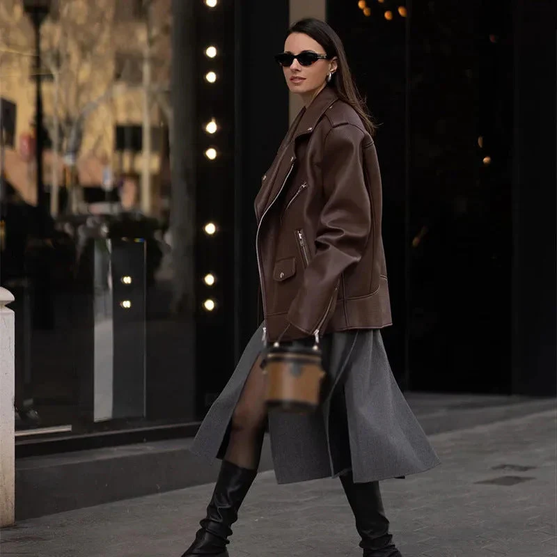 Heidi-Mode | Moderne Damen Kurze Leder-Look Jacke - Image 2