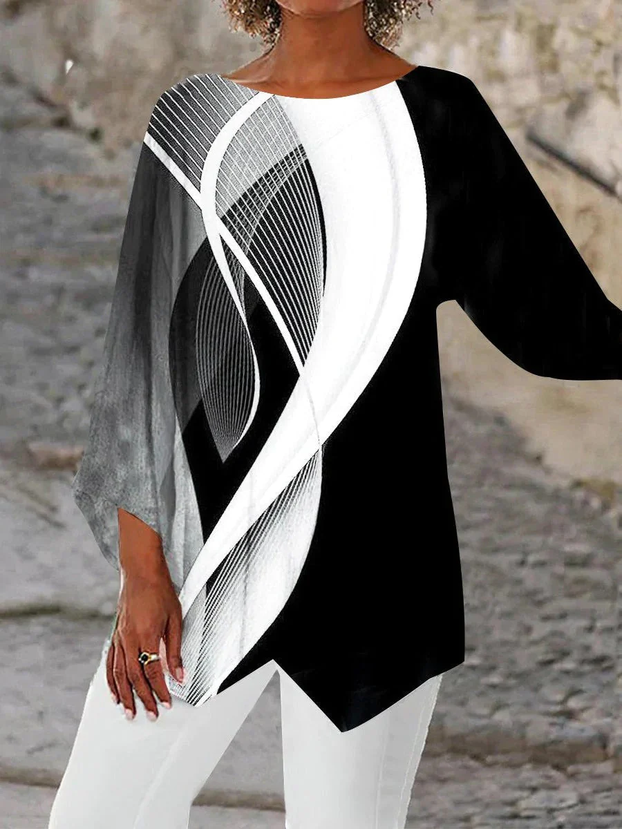 Heidi-Mode | Moderne Geometrische Langärmelige Tunika