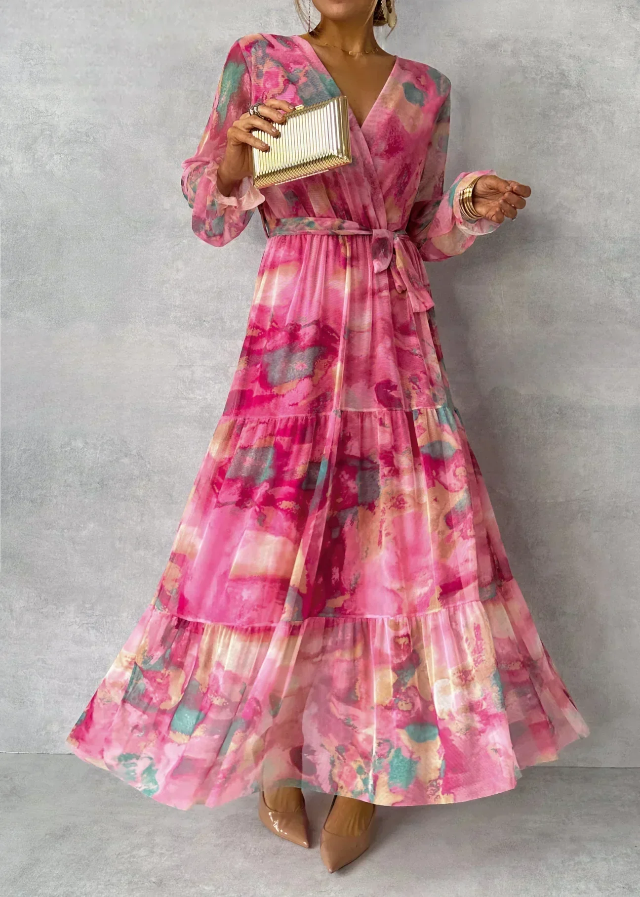 Heidi-Mode | Modernes und Lässiges Pinkes Langarmkleid für Damen - Image 2