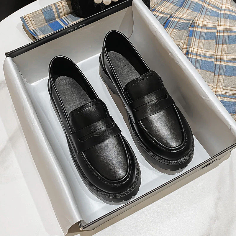 Heidi-Mode | Mode Damen Britischer Stil Echtes Leder Plattform Schuhe Frühling Schuhe - Image 3