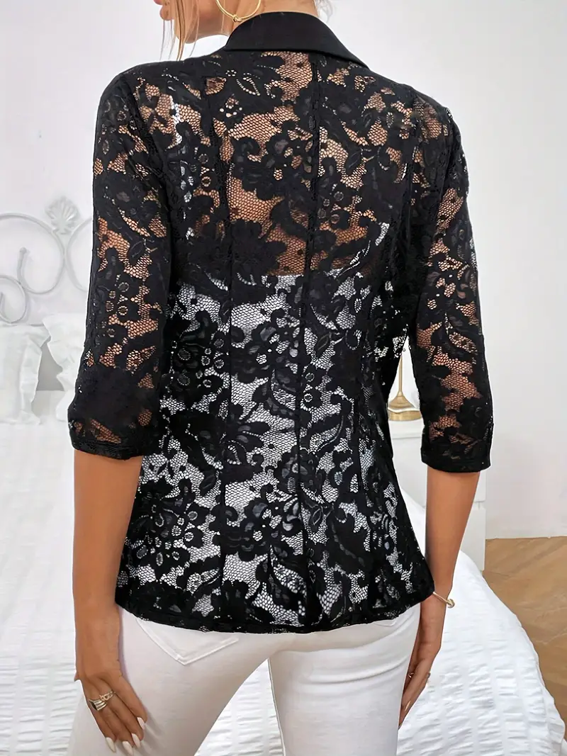 Heidi-Mode | Einreihiger Blazer mit Spitzen Details - Image 2