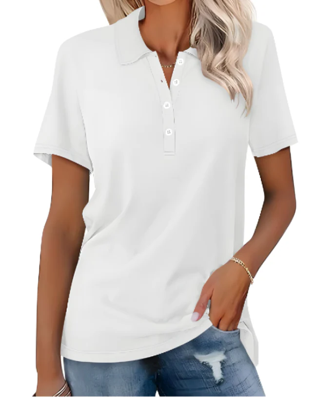 Heidi-Mode | Nachhaltiges Poloshirt Damen Polo Shirt mit Kragen und Knopfverschluss - Image 6