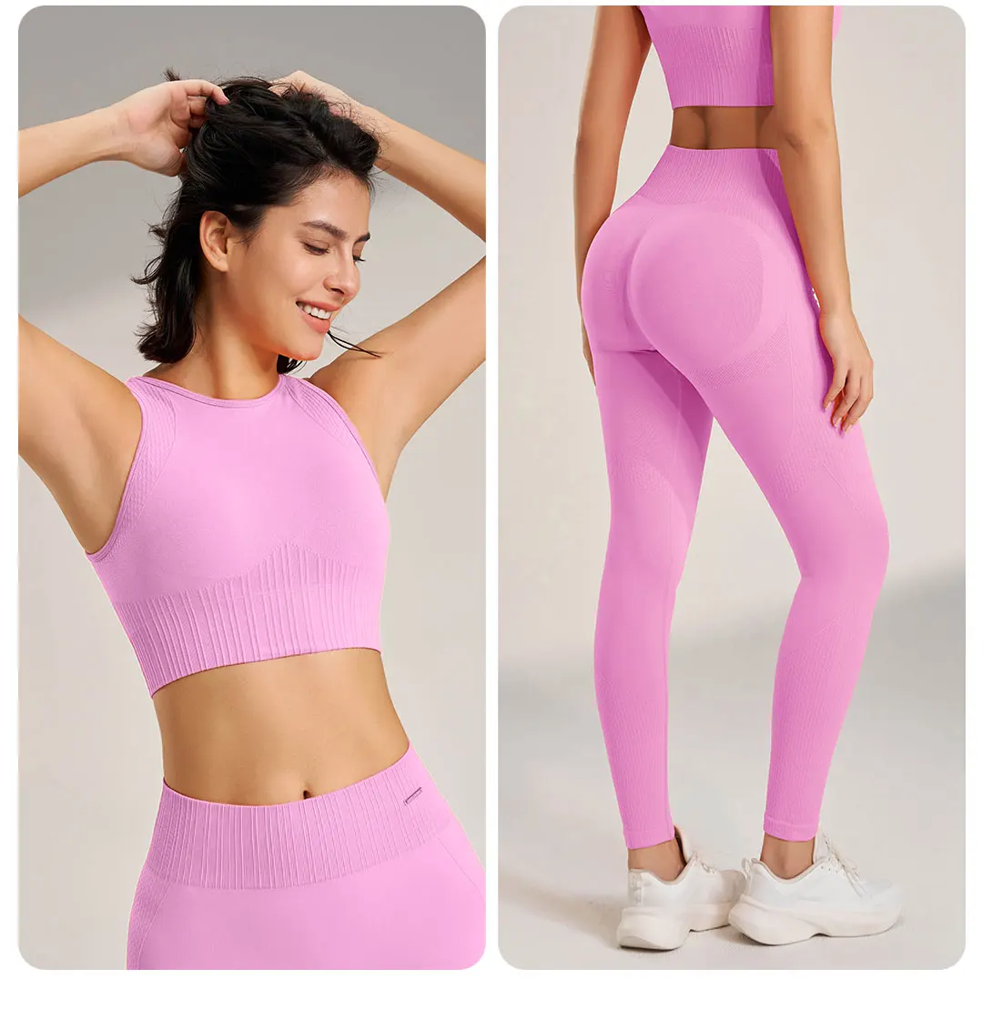 Heidi-Mode | Nahtloses Yoga-Satz- Hoch-Taillierte Leggings & Top Zweiteiliges Fitness-Outfit - Image 12