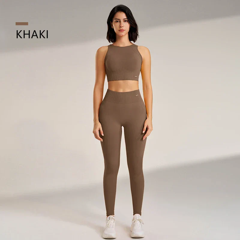 Heidi-Mode | Nahtloses Yoga-Satz- Hoch-Taillierte Leggings & Top Zweiteiliges Fitness-Outfit - Image 9