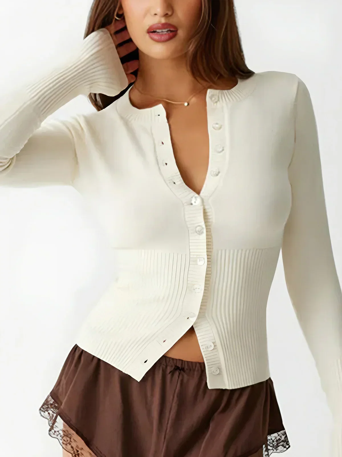 Heidi-Mode | Hals Langarm Cardigan