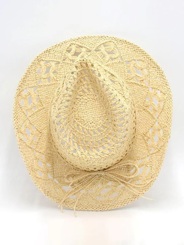 Heidi-Mode | Neuer Hohler Cowboyhut, Handgestrickter Strohhut, Jazzhut mit Erhöhtem Rand - Image 4