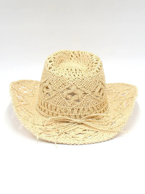 Heidi-Mode | Neuer Hohler Cowboyhut, Handgestrickter Strohhut, Jazzhut mit Erhöhtem Rand - Image 5
