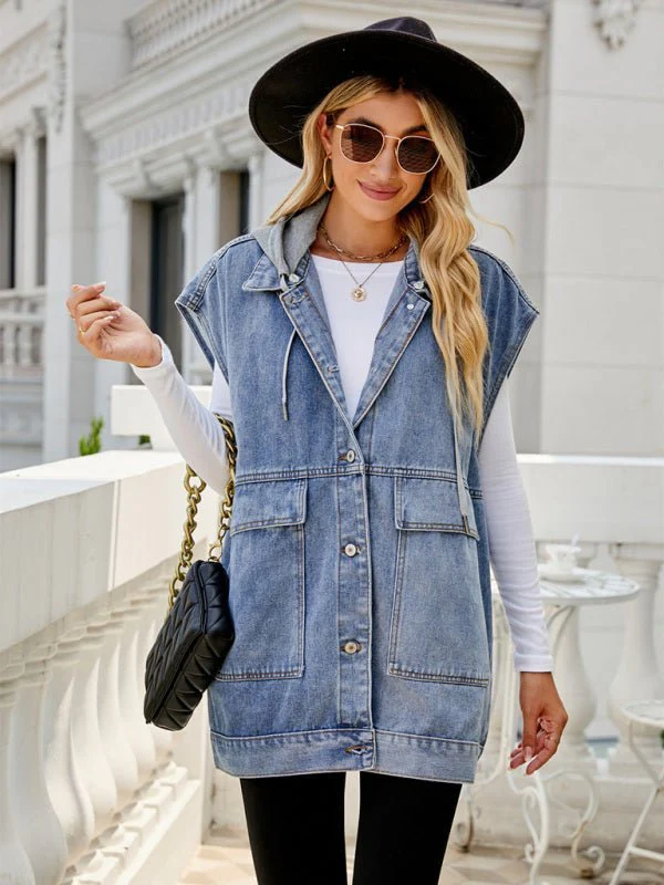 Heidi-Mode | Neues Denim-Weste Sommermode-Trend Denim Ärmellose Weste - Image 2